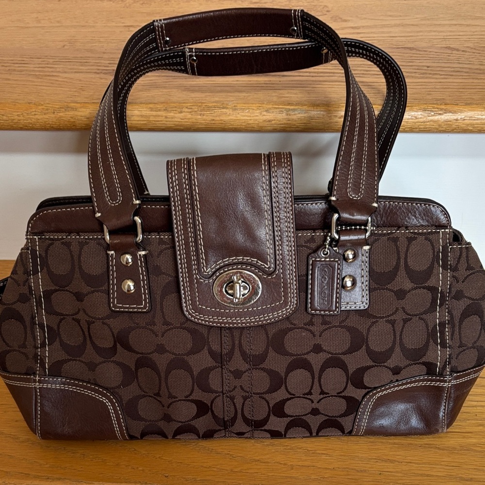 Coach Dark Brown Signature Satchel